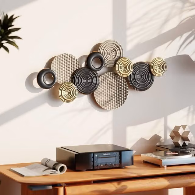 HOMCOM Modern Geometric Metal Wall Art in Beige, Brown and Multicolour
