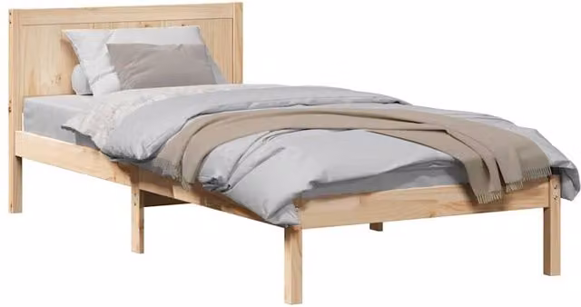 Berkfield Home Solid Pine Wood Bed Frame in Beige, W/D/H: 80 x 200 cm