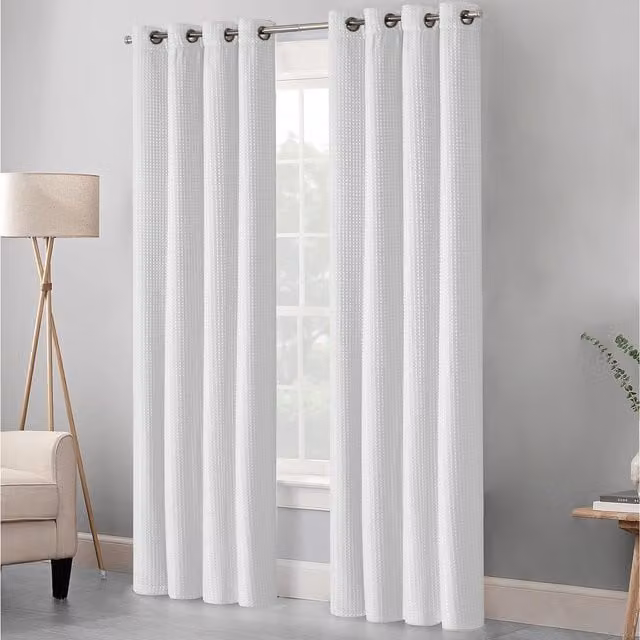 Velosso Classic White Blackout Eyelet Curtain Pair, Height: 228.6 cm