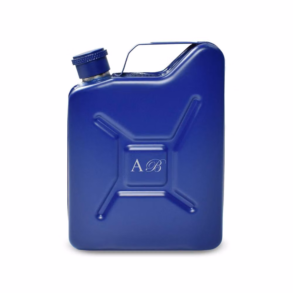 Uniqueful Personalised Blue Jerry Can Hip Flask with Engraved Initials, 100ml – 2