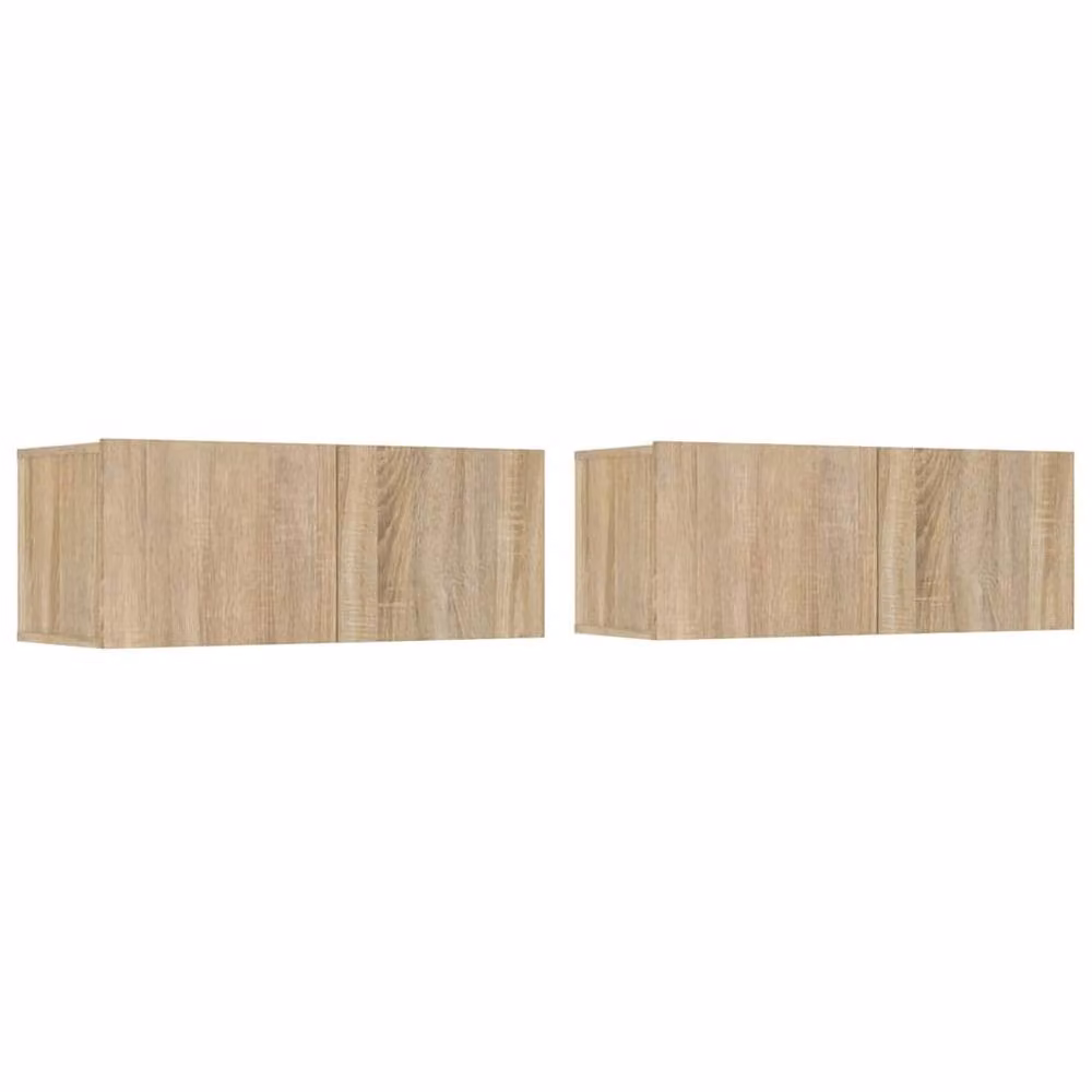 Berkfield Home Set of 2 Sonoma Oak TV Cabinets in Light Tan, W/D/H: 80 x 30 x 30 cm – 2