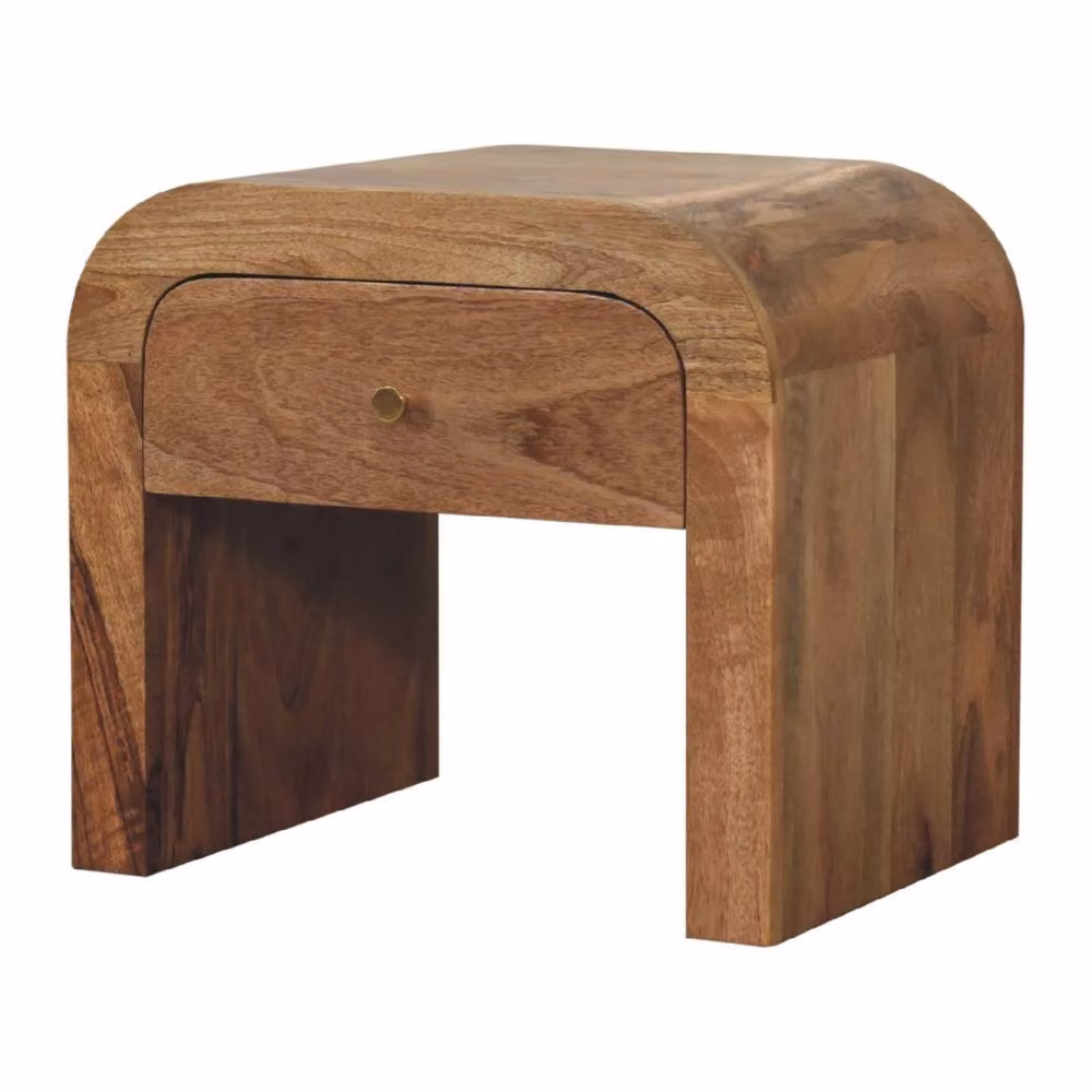 Direct Wicker Darcy Solid Mango Wood Bedside Table with 1 Drawer in Light Brown, W/D/H: 40 x 35 x 45 cm – 2