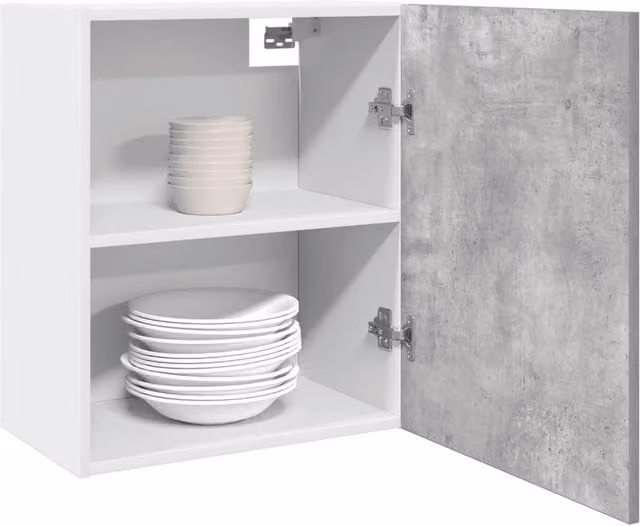 Berkfield Home Modern Wall Mounted Kitchen Cabinet in Grey MDF with Hinged Doors and Internal Shelves, W/D/H: 50 x 31 x 60 cm