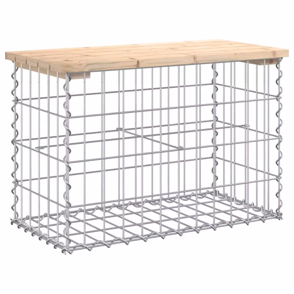 Berkfield Home Gabion Design Garden Bench in Brown Solid Pine Wood, W: 63 cm, D: 31.5 cm, H: 42 cm – 2