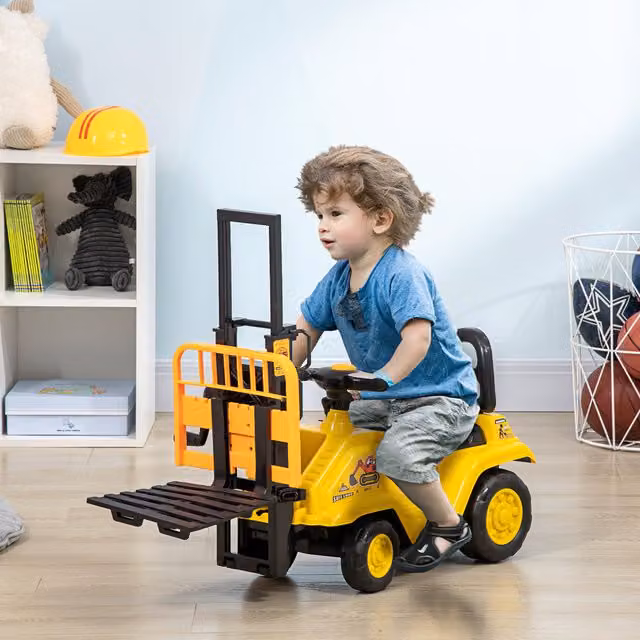 HOMCOM Kids Ride on Forklift Truck with Fork and Tray, Yellow