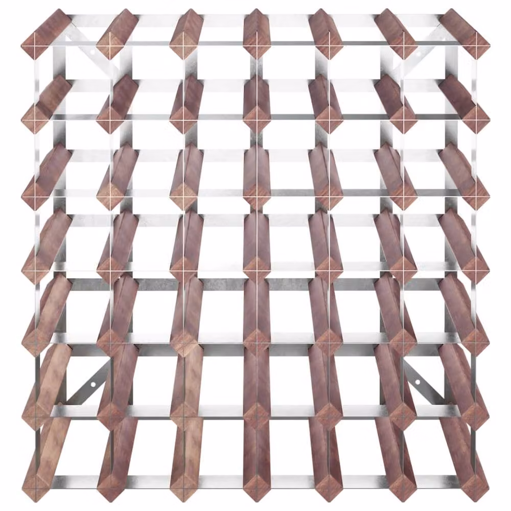 Berkfield Home Beautiful Wall Mounted Industrial Wine Rack for 42 Bottles in Brown Solid Pine Wood and Metal, W/D/H: 61 x 22.5 x 22.5 cm – 4