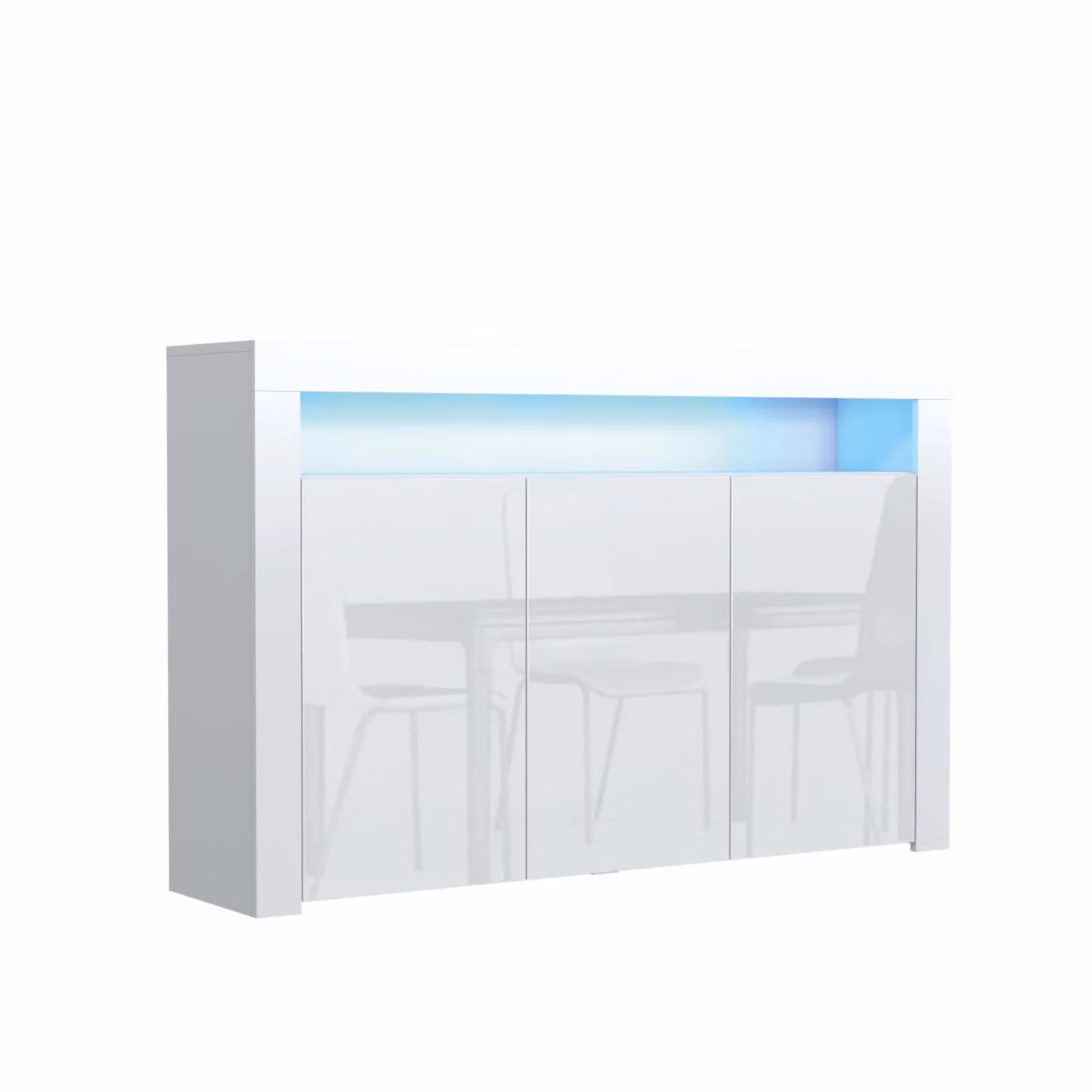 Mex Furniture LTD Modern White Gloss Sideboard with Integrated LED Lighting, Width: 155 cm – 2