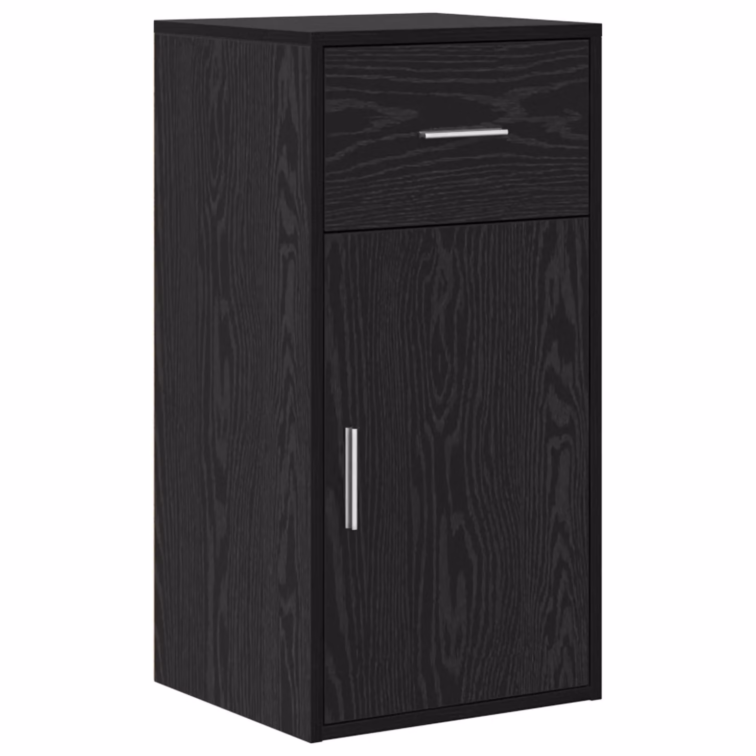 Berkfield Home Black Oak Modern Storage Cabinet with Hinged Doors and Internal Drawers – 2