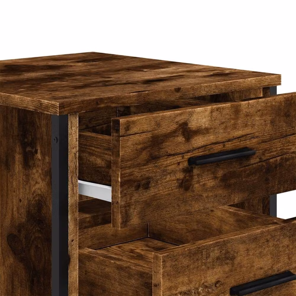 Berkfield Home Set of 2 Smoked Oak Bedside Cabinets in Brown, W/D/H: 40 x 41 x 40 cm – 8