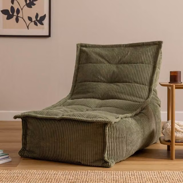 icon Scandi Corduroy Bean Bag Lounger in Green – 1