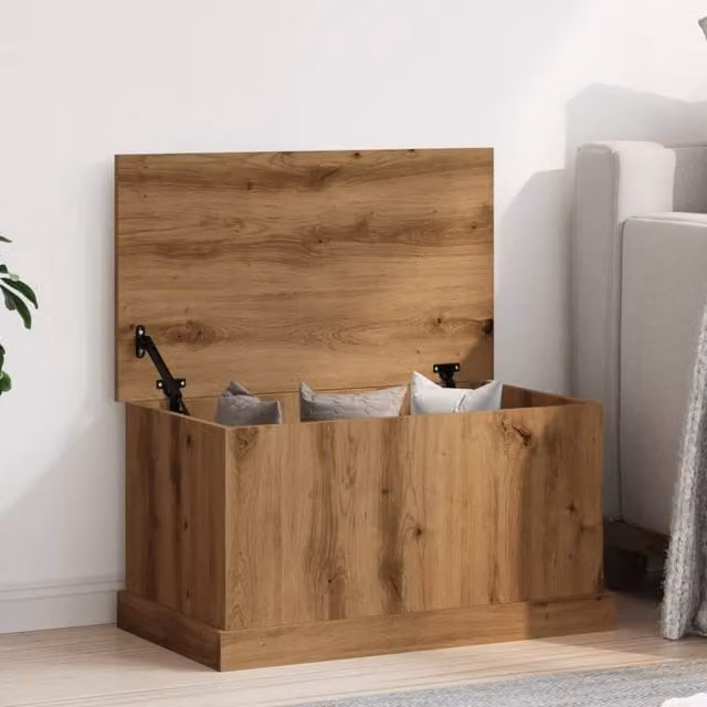 Berkfield Home Artisan Oak Storage Box in Brown, W/D/H: 70 x 40 x 38 cm – 1