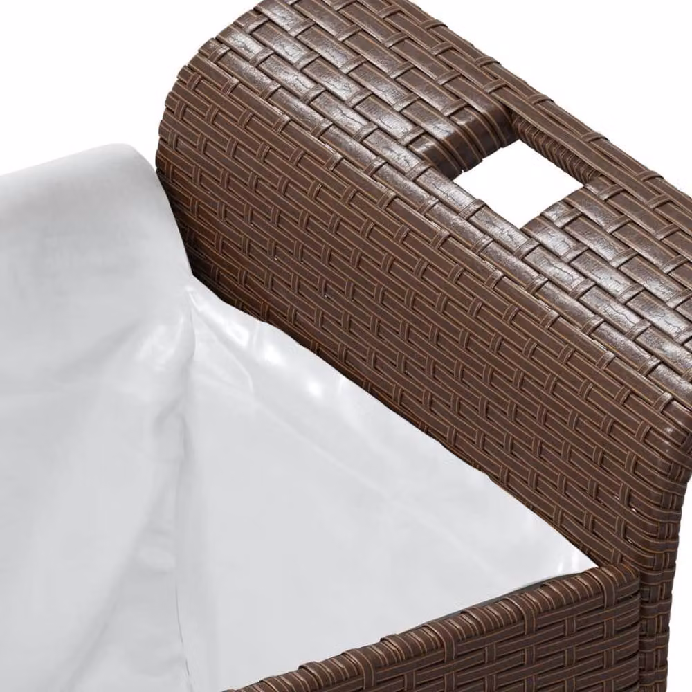 Berkfield Home Brown Poly Rattan Garden Bench with Cushion, W/D/H: 116 x 46 x 57 cm – 4