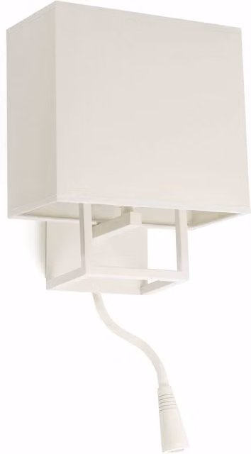 Faro Vesper 1 Adjustable LED Indoor Wall Reading Lamp with Fabric Shade in White