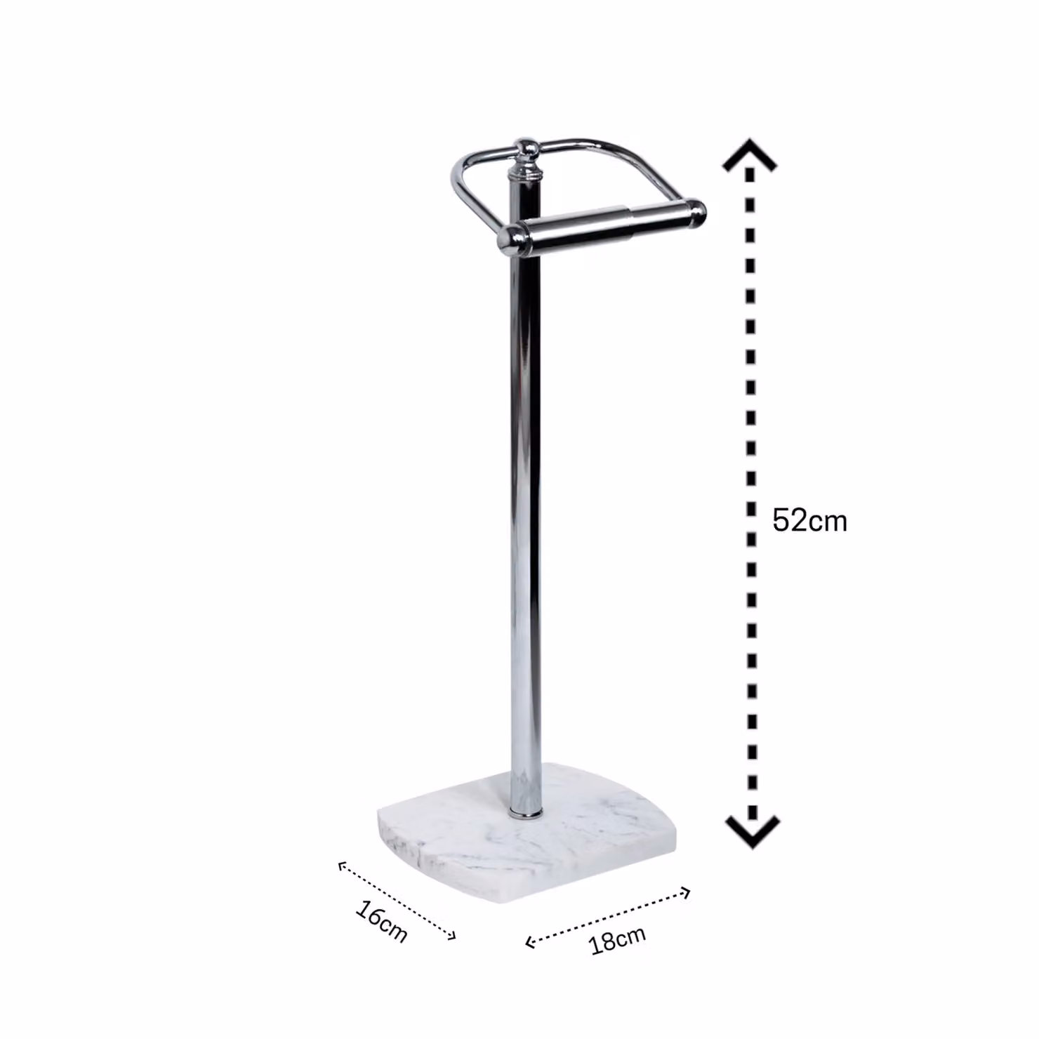 Showerdrape Octavia Freestanding Toilet Roll Holder in White Marble and Chrome – 2