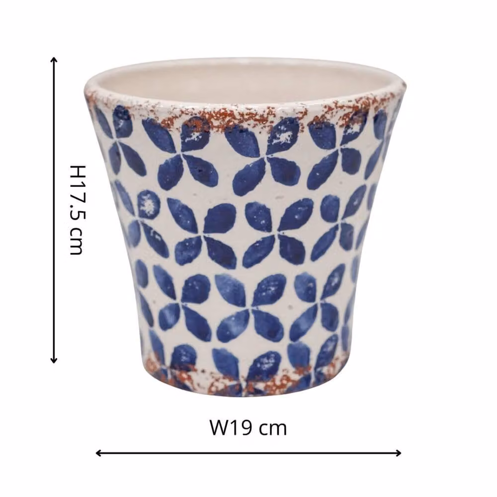 Ivyline Porto Blue Ceramic Tapered Planter H: 17.5 cm, D: 19 cm – 2