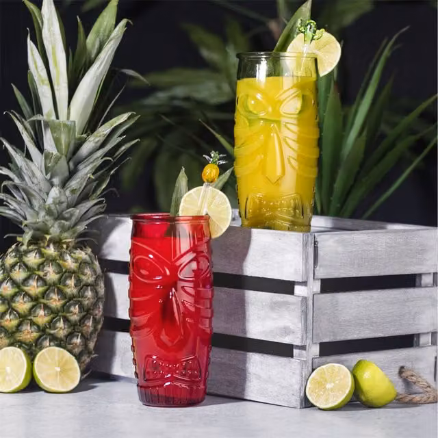 Pukkr Set of 2 Red and Green Glass Cocktail Glasses