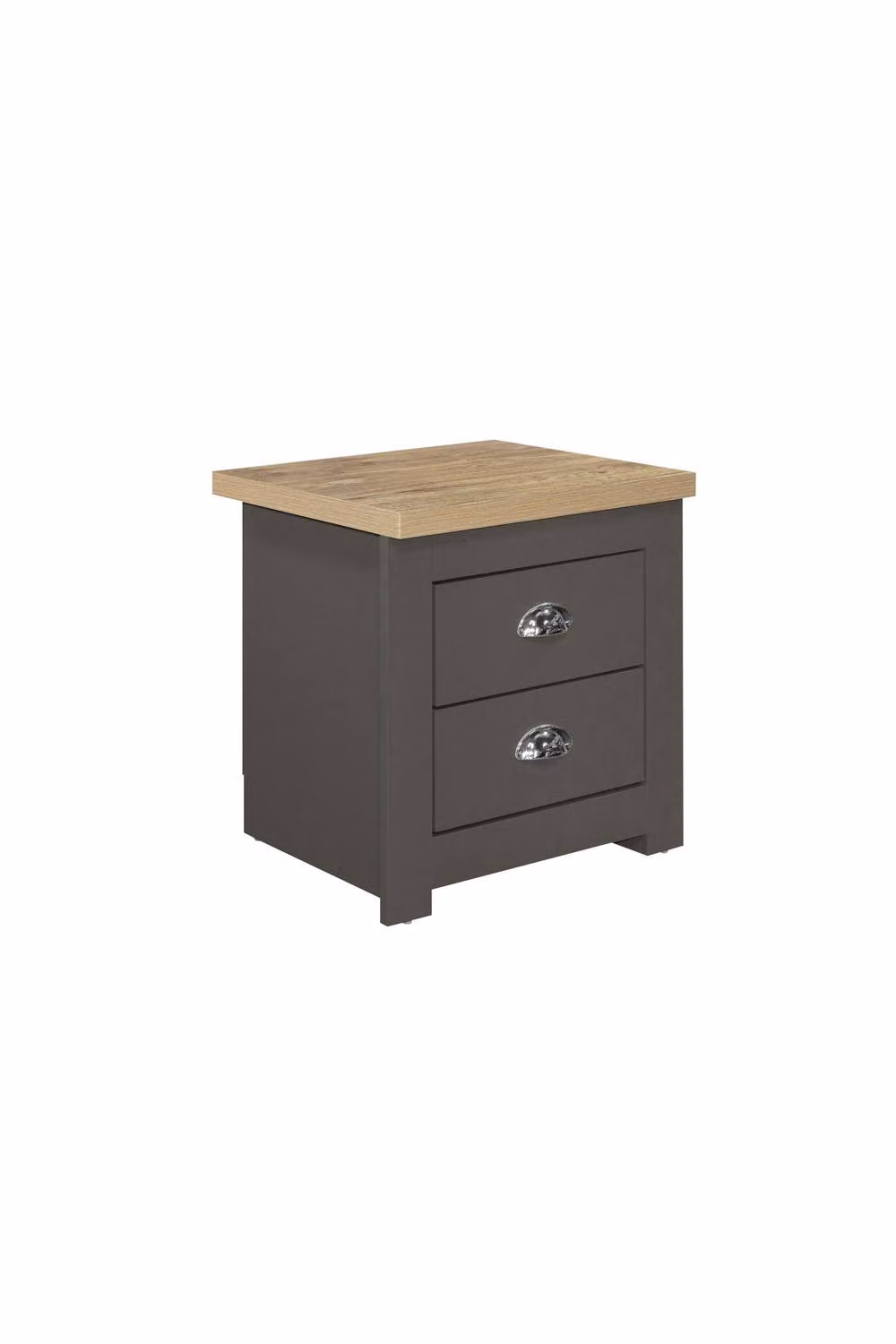 Birlea Highgate 2 Drawer Bedside Table in Grey and Oak Effect – 3