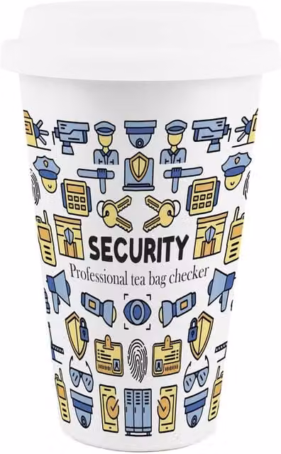 Purely Home Novelty Security Ceramic Travel Mug, White
