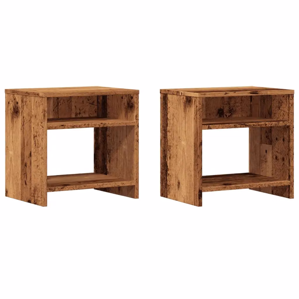 Berkfield Home Set of 2 Industrial Bedside Cabinets in Brown Old Wood, W/D/H: 40 x 30 x 40 cm – 2