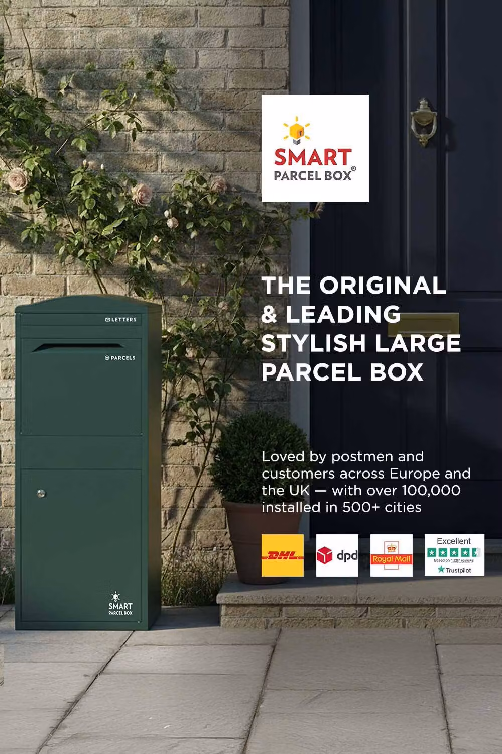 Homescapes Smart Parcel Box Large Curved Top Front Access Secure Delivery Box in Green – 2