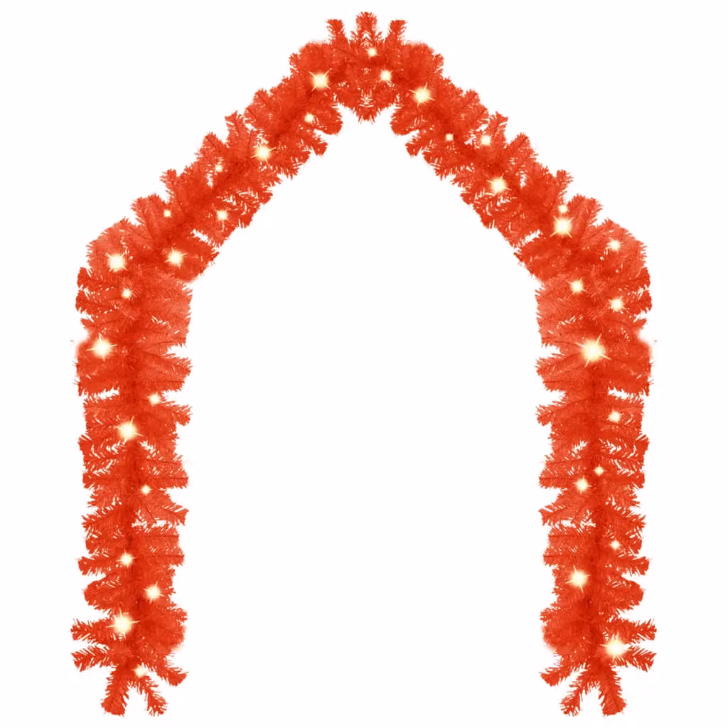 Berkfield Home Christmas Garland with LED Lights, 5 m, Red – 2