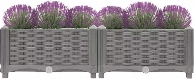 Berkfield Home Raised Bed in Grey Plastic, W/D/H: 80 x 40 x 23 cm