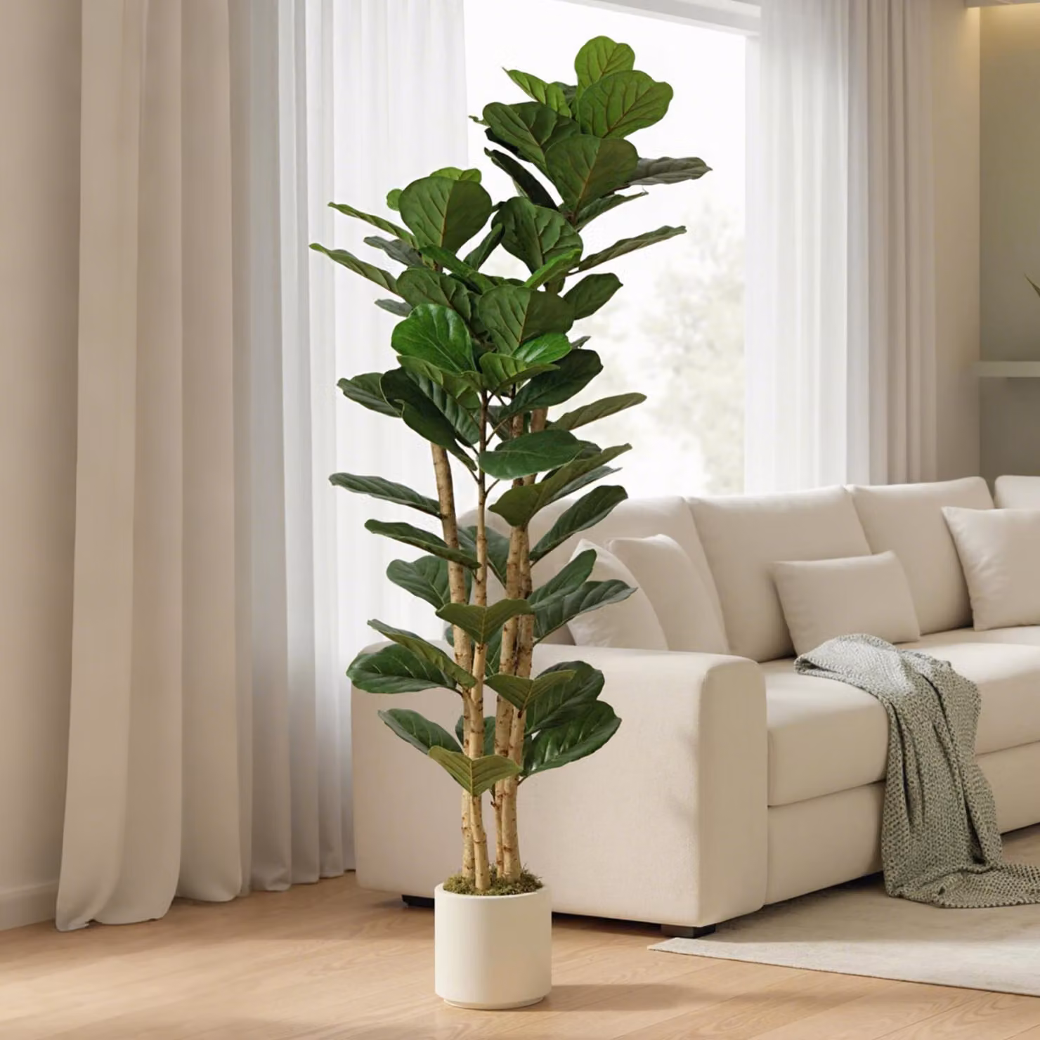 HOMCOM 180cm Artificial Fiddle Leaf Fig Tree in Green – 2