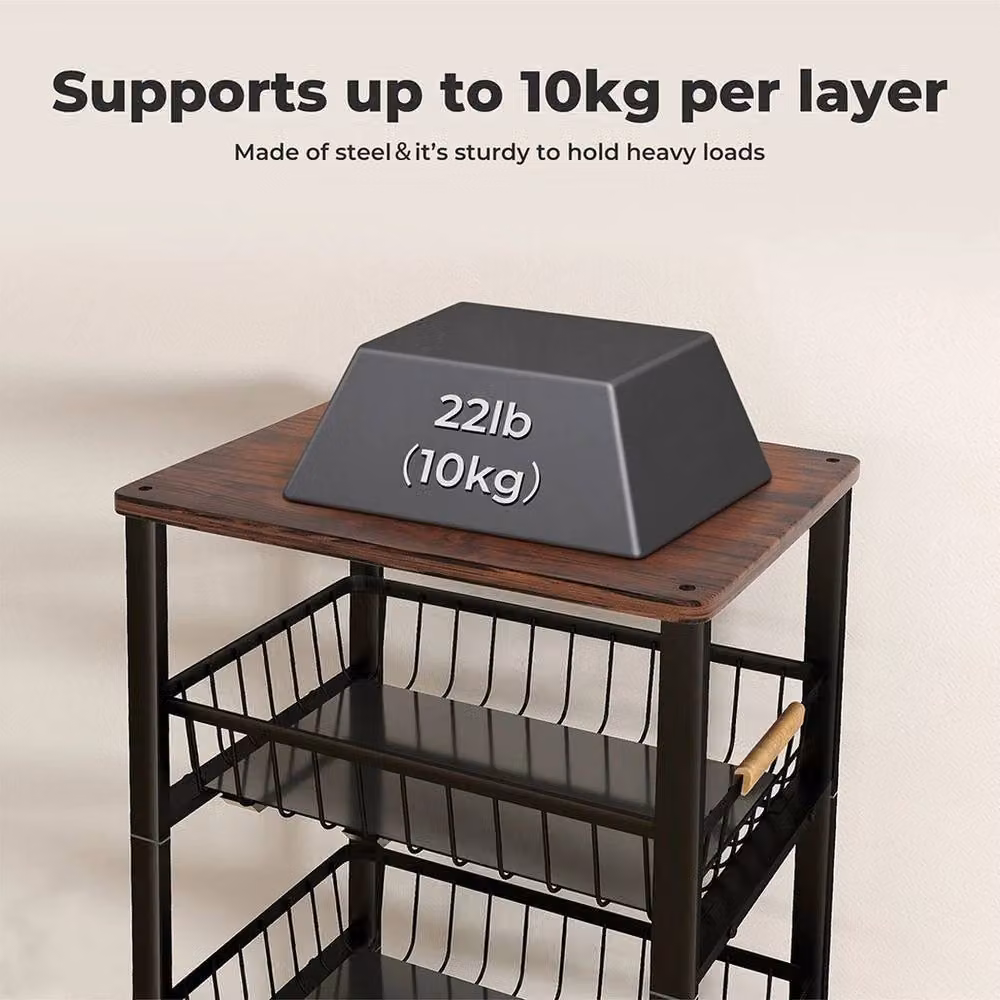 Kelvenix 5 Tier Kitchen Trolley Storage Rack Cart in Black – 3