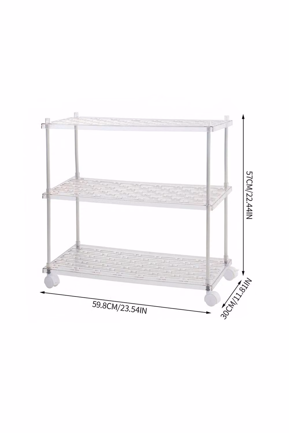 Living and Home 3-Tier Transparent Rolling Storage Cart in Clear – 3