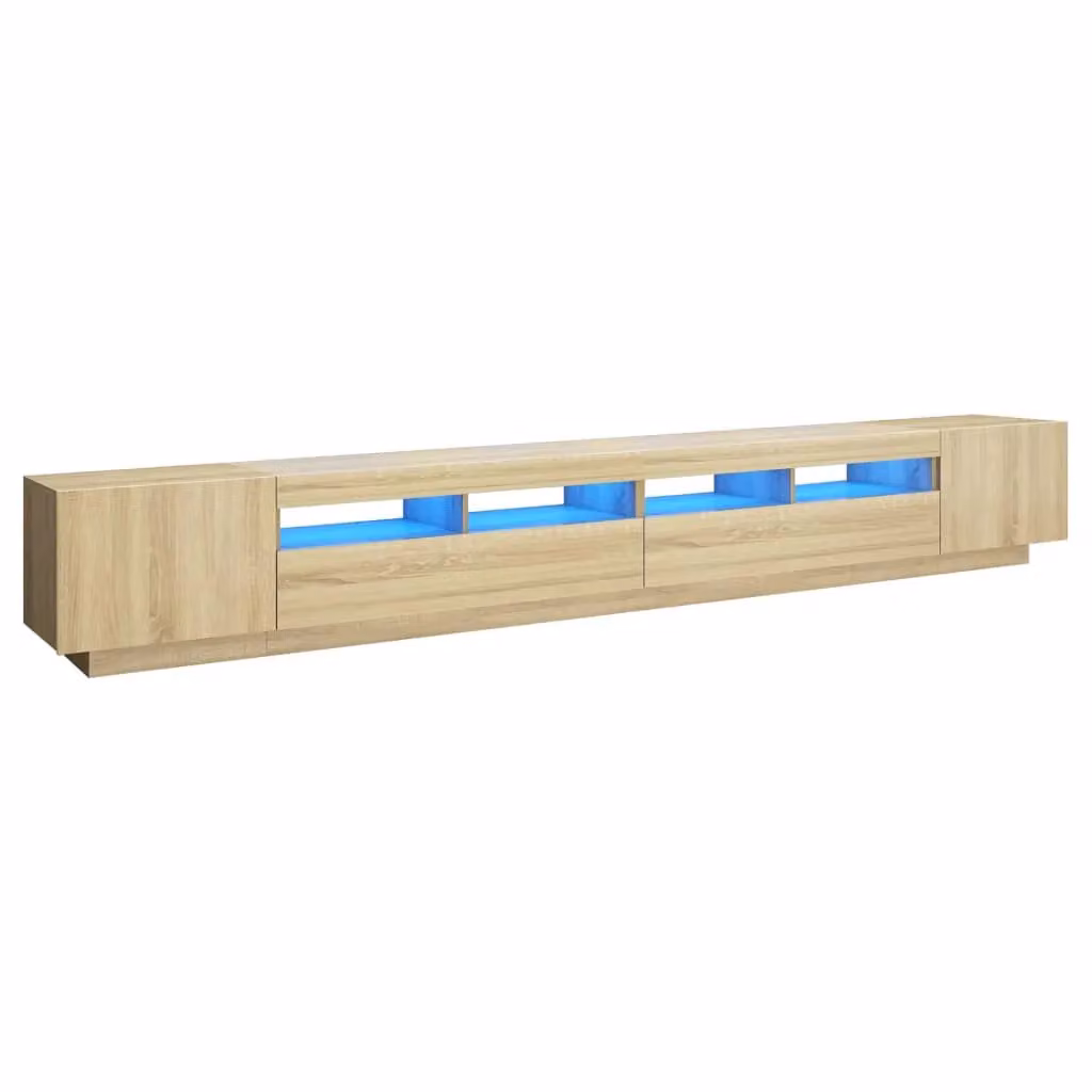 Berkfield Home Modern TV Cabinet with LED Lights in Sonoma Oak and Brown, W: 300 cm, D: 40 cm, H: 40 cm – 2