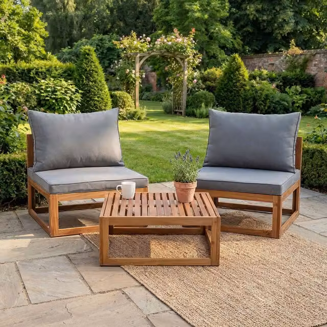 Eliza Modern Acacia Wood Bistro Set in Grey