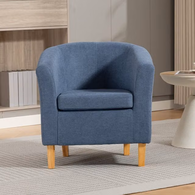 Artemis Home Millie Tub Accent Chair in Blue Fabric with Solid Wood Frame