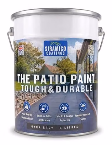 SIRAMICO COATINGS The Patio Paint, 5 Litre, Dark Grey, Water-Based Mould-Resistant Dispersion for Concrete Patios and Walkways