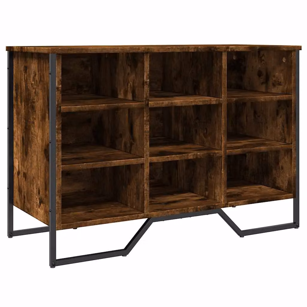 Berkfield Home Industrial Shoe Cabinet in Smoked Oak with Integrated Seat, W/D/H: 90 x 38 x 61.5 cm – 2