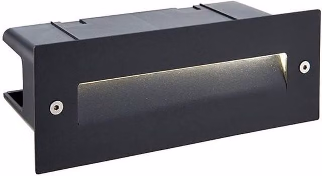 Netlighting Seina Integrated LED Outdoor Recessed Wall Light in Textured Black with Frosted Glass, IP44 Rated – 1
