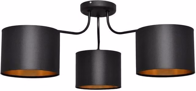 Netlighting Alba Multi Arm Semi Flush Ceiling Light in Black and Gold/Brass, 65 cm