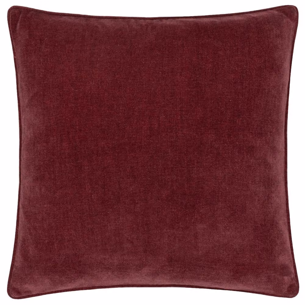 Yard Red Chenille and Velvet Square Cushion, W/D/H: 50 x 50 x 50 cm – 2