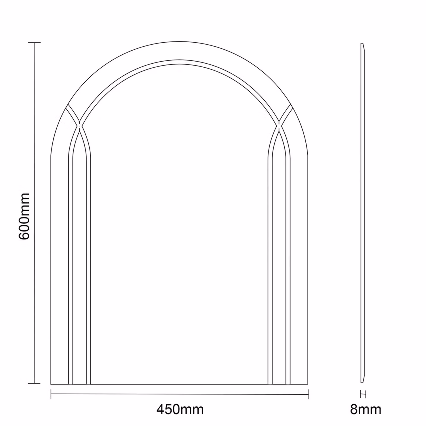 Showerdrape Soho Arched Oval Frameless Diamond Cut Wall Mounted Bathroom Mirror in Silver, W: 60 cm, H: 45 cm – 3