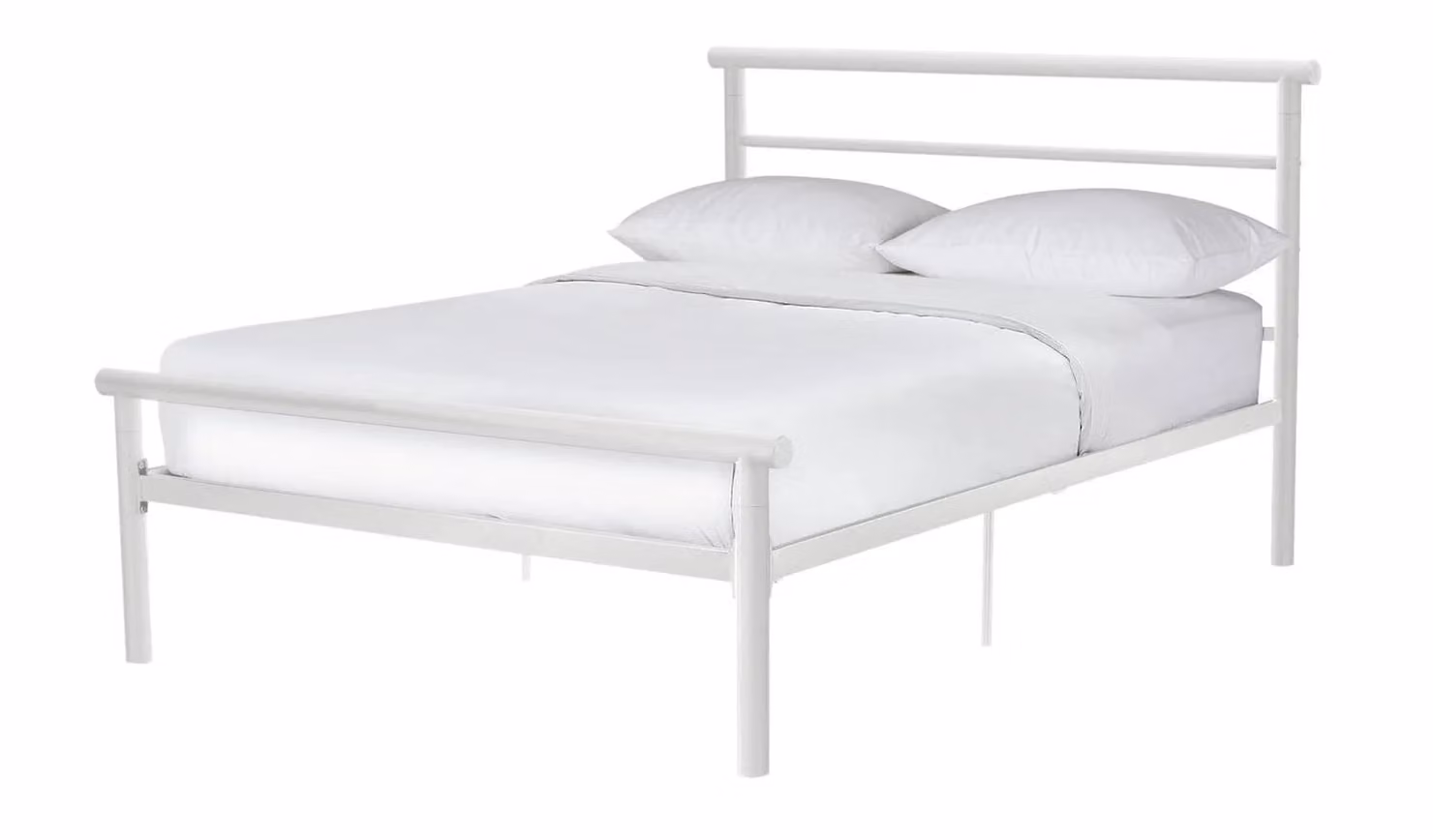 Avalon Modern Metal Bed Frame in White, W/D/H: 120 x 200 cm