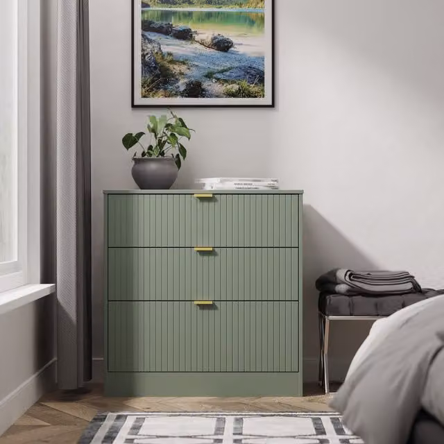 Ready Assembled 2 U Denver 3 Drawer Deep Chest in Pale Green
