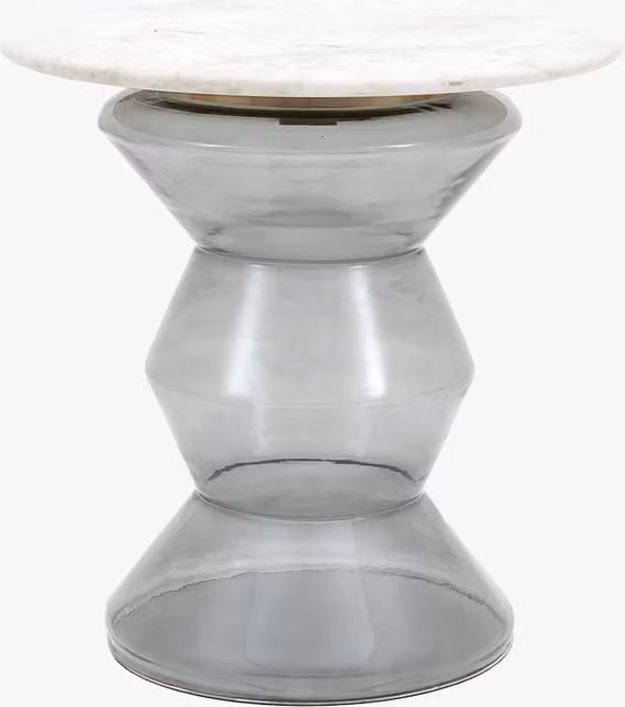 Perch & Parrow Zig-Zag Side Table with Transparent Glass and Marble Top