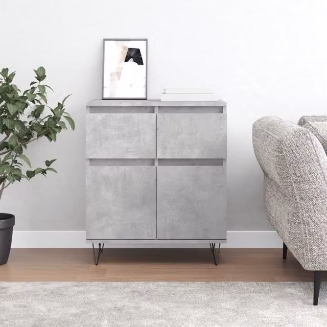 Berkfield Home Industrial Sideboard in Concrete Grey, W/D/H: 60 x 35 x 70 cm