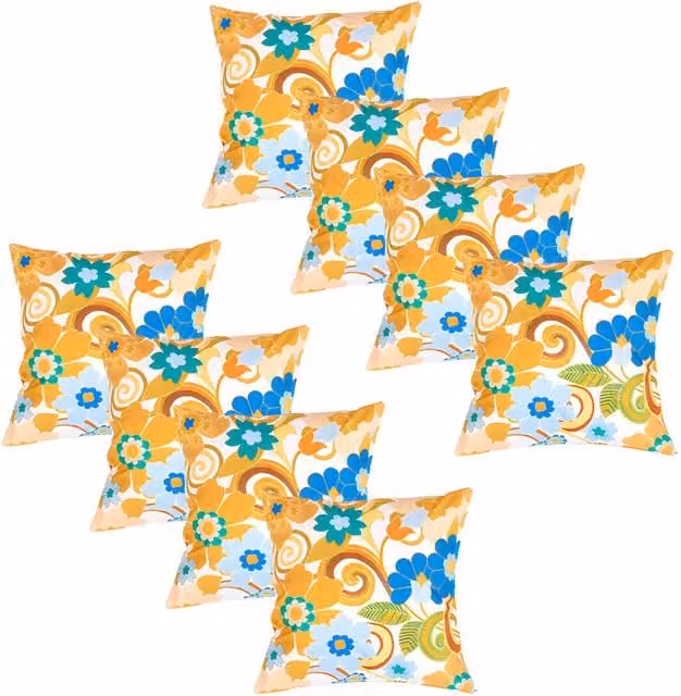 Gardenista Faro Blue Floral Printed Outdoor Square Scatter Cushion with Removable Washable Polyester Cover
