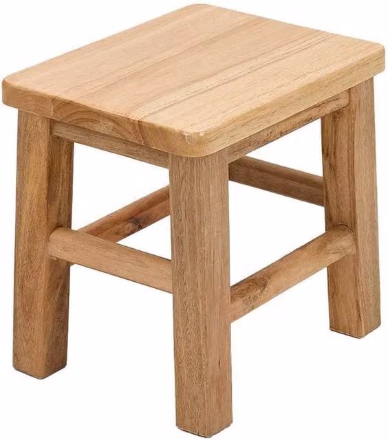 KORVIXA Solid Beech Wood Square Bar Side Stool in Natural Brown, W/D/H: 45 x 45 x 45 cm – 1