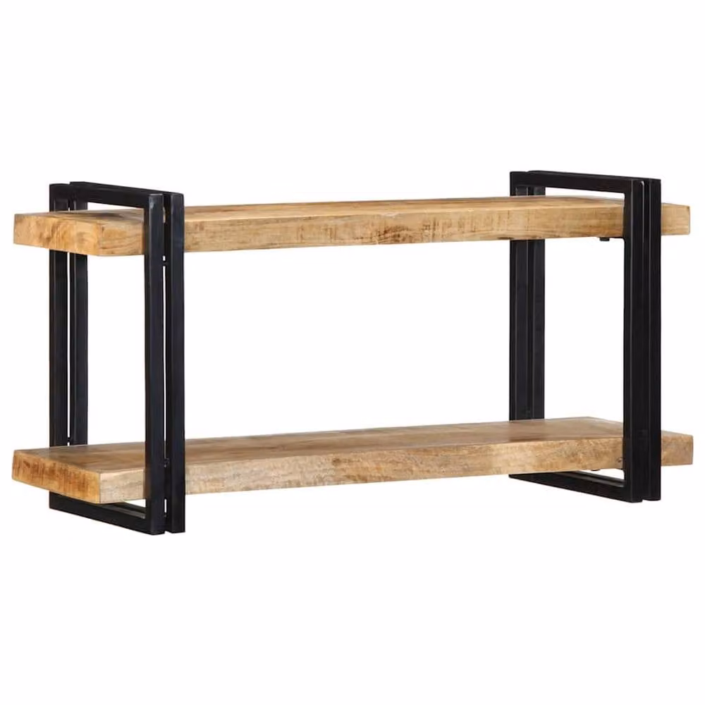 Berkfield Home Wall Mounted Industrial Mango Wood Shelf in Brown, W/D/H: 90 x 33 x 45 cm – 2