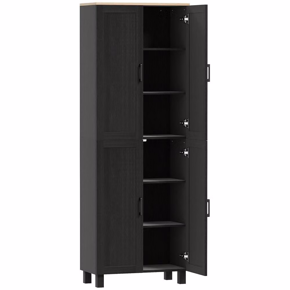Wyld Haus Parare Black Wood Effect 4 Door Freestanding Kitchen Pantry Tall Unit H 170.5 x W 60 x D 30 cm – 2