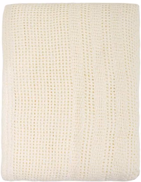 Junior Joy Cotton Cellular Blanket for Babies in Beige and White