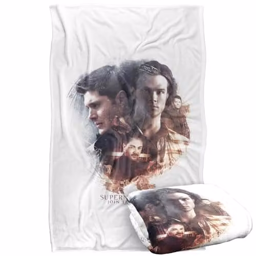 Warner Bros. Supernatural Sam Dean Crowley Circle Silky Touch Super Soft Fleece Throw Blanket, Multicolour, W/D/H: 91.44 x 147 x 1 cm