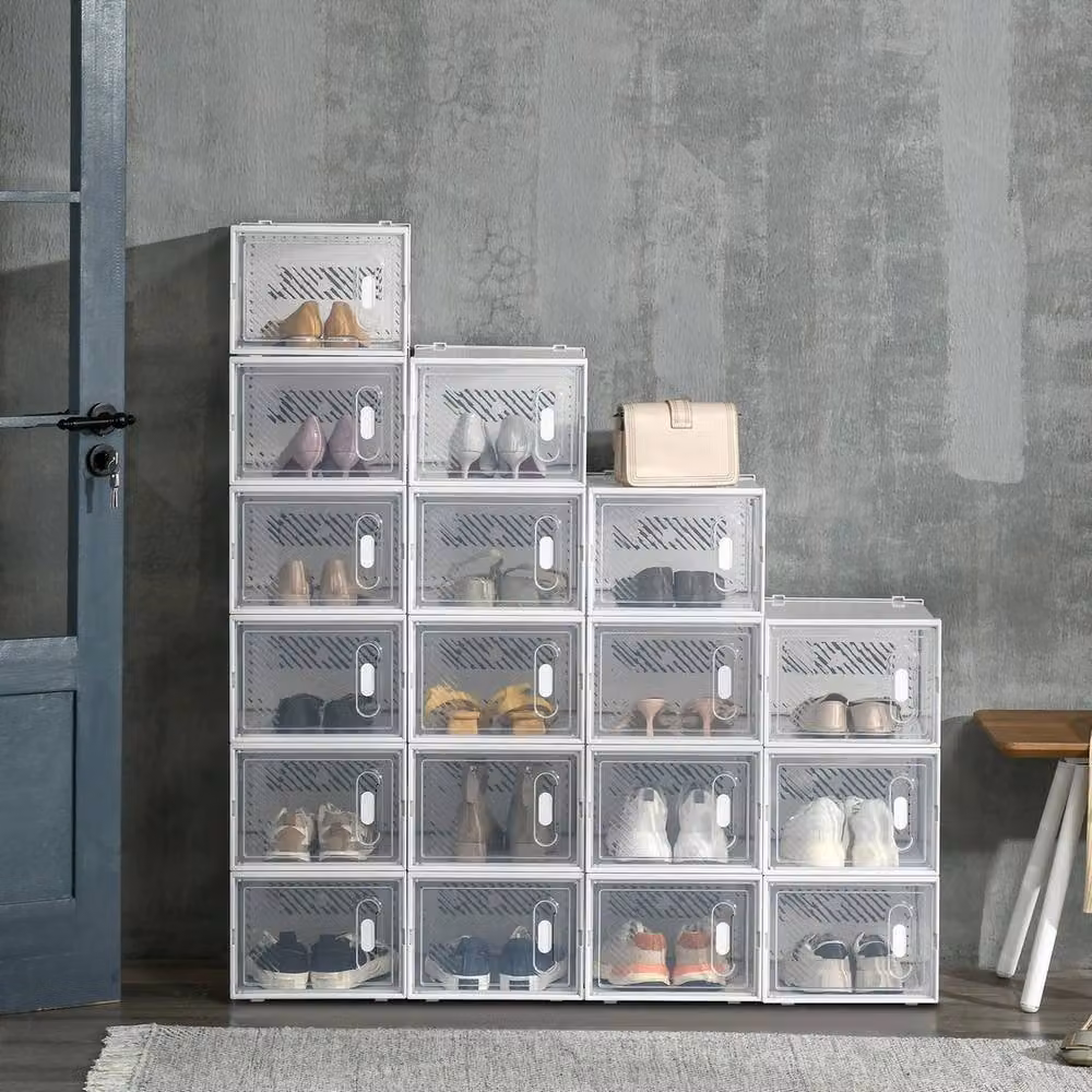 NESTLUNE 18-Piece Stackable Clear Plastic Shoe Storage Box Set – 2
