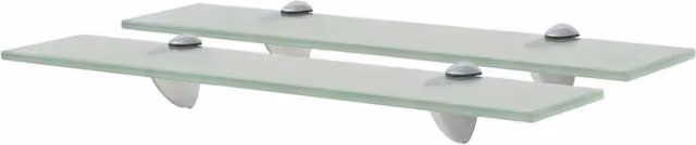 Berkfield Home Floating Glass Shelves, 2 Pack, Clear, W: 50 cm, D: 20 cm